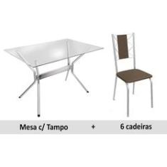 Imagem de Mesa Kappesberg Elba + 6 Cadeiras Lisboa Coma/Marrom