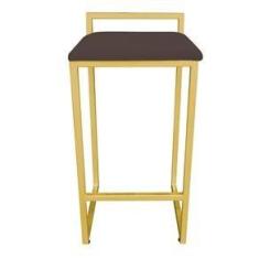 Imagem de Banqueta Alta Lavínia Suede Base  Marrom