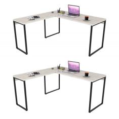 Imagem de Kit 2 Mesas de Escritório em L Estilo Industrial Snow