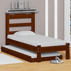 Imagem de Cama De Solteiro De Madeira Com Auxiliar Castanho Esmeralda Nemargi