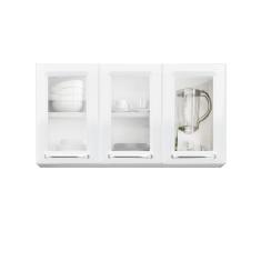 Imagem de Armário De Cozinha Aéreo Luce Preto 3 Portas 3 Vidros Itatiaia