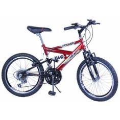 Imagem de Bicicleta Aro 20 Max 220 Suspensão 18V Cor Vermelho e Preto - Dalannio