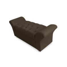 Imagem de Recamier Calçadeira Baú Estofado Veneza King 195 cm Suede Marrom - INC