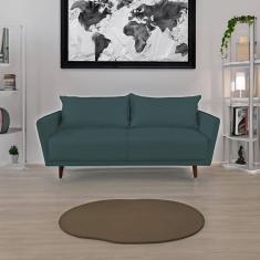 Imagem de Sofá 3 Lugares Veludo Verde Musgo Pietro Base em Madeira Maciça