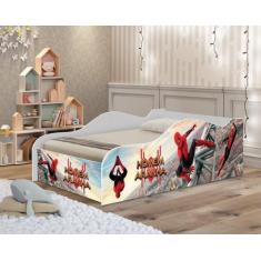 Imagem de Cama Carro Solteiro Homem Aranha Proteção Lateral Mdf Com Adesivo Resi