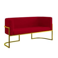 Imagem de Sofá Namoradeira 2 Lugares Moderna Base Metal Gold Balaqui Vermelho