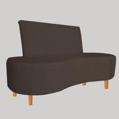 Imagem de Sofá Curvo 2 Lugares Feijão Forma Orgânica Pes Palito Marrom