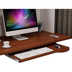 Imagem de Extensor de mesa - Bandeja de teclado de madeira de 4 cores sob o deslizamento da mesa, prateleira de teclado removível/suporte para teclado e mouses, gaveta de teclado com suporte ajustável
