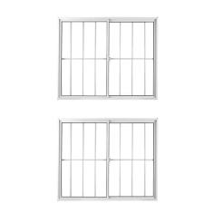 Imagem de Kit com 2 Janelas de Alumínio de Correr 120x150cm 2 Folhas com Grade e Vidro Liso Linha Soft MGM Branco