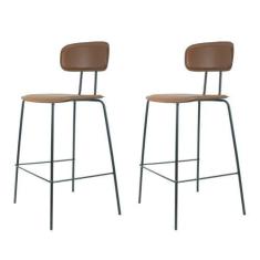 Imagem de Kit 2 Banquetas New York Fratini 95 cm (altura) Base Aço Preto e Assen