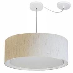 Imagem de Lustre Pendente Cilíndrico Com Desvio Md-4317 Cúpula em Tecido 60x25cm Linho Bege - Bivolt