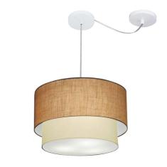 Imagem de Pendente Duplo Cilíndrico Desvio 40X35cm Bivolt Palha Bege