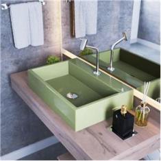 Imagem de Kit Cuba RT55 Com Torneira Pratika 1060 Metal e Válvula Click 1 Polegada e Meia e Sifão Cromado e Flexível Compace Verde Acqua