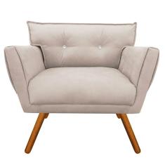 Imagem de Poltrona Anitta Suede Bege com Strass Pés Palito Castanho D'Rossi