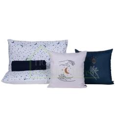 Imagem de Jogo Lençol Algodão 600 Fios 5Pcs Estampa Goodvibes - 2 Fronhas 2 Capa