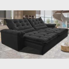 Imagem de Sofá Retrátil e Reclinável 2,15m Cama inBox Big Fresh com SoftGel D40 Velupluma Preto