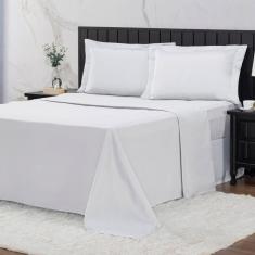 Imagem de Jogo de Cama Casal Queen 400 Fios Percal 04 Peças Com Aba, Antiácaro, Anti-pilling com Toque Macio