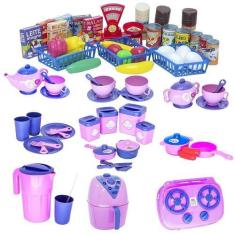 Imagem de Kit Infantil Mercado Completo Cozinha Comida Louça Pote 70Pç - Altimar