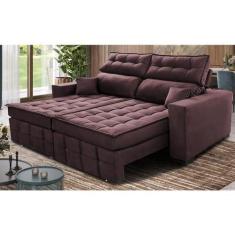 Imagem de Sofá Retrátil e Reclinável 2,00m Molas Ensacadas e Costura Tripla Cama Inbox Japão Velusoft Vinho