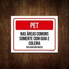 Imagem de Kit 5 Placa Sinalização - Pet Áreas Comuns Guia Coleira - Sinalizo