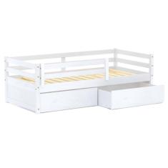 Imagem de Cama Infantil Eco com 02 Gavetas e Grade de Proteção Madeira Maciça Branco Mobilistore
