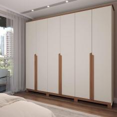 Imagem de Guarda-Roupa Casal Calábria 6 Portas 6 Gavetas Nature/Off White - Panorama Móveis