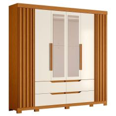 Imagem de Guarda Roupa Casal 6 Portas Com Espelho 240cm Doble Cinamomo Off White Albatroz