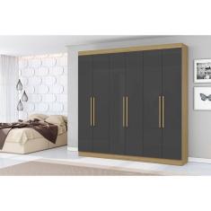 Imagem de Guarda Roupa Livorno 6 Portas 2 Gavetas Atacama Grafite - Aramóveis