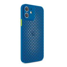 Imagem de Para iPhone 13 12 Mini 11 Pro Max X XR 8 7 6 6s Plus Malha respirável capa de telefone com furo oco e resfriamento capa macia anti-impressão digital, azul marinho, para iphone 12Pro Max