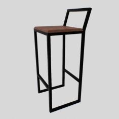 Imagem de Banqueta Alta Balcão Bistrô Preta Confort Industrial Premium Imbuia -