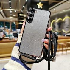 Imagem de Capa crossbody com cordão glitter para Samsung Galaxy A52 A72 A32 A22 A12 A02S A11 A21S A31 A51 A71 A50 A70 A32 A20 A7 2018 Capa, preta, para Samsung A02S