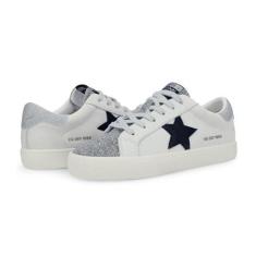 Imagem de VINTAGE HAVANA Tênis feminino Flair acolchoado sem cadarço casual - branco, Camurça cinza/glitter, 36