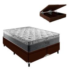 Imagem de Colchão King Palermo Mola Ensacada e Base Box Baú Marrom - Portobel