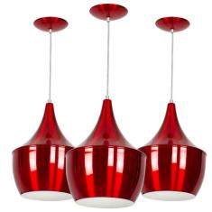 Imagem de Kit 3 Pendentes Gourmet Balão 32X25Cm Cereja Metalico