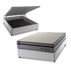 Imagem de Conjunto Box Baú Preston Cinza 138X188x78 C/ Molas Ensacadas - King Ho