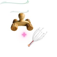 Imagem de Kit-Massageador Madeira Relaxante 04 Rodas + Massageador - Home Goods