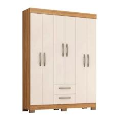 Imagem de Guarda Roupa Solteiro Nt6015 6 Portas E 2 Gavetas Com Pés Freijo Trend Com Off White
