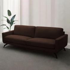 Imagem de Sofá Decorativo Thalia 4 Lugares Sala de estar 270cm Pés em Aço Couro Marrom Chocolate G88 - Gran Belo