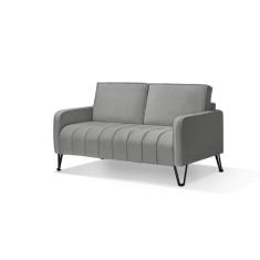 Imagem de Sofá Living Savana 2 Lugares C/ Pé de Ferro Preto 1,58 Mts Veludo Cinz