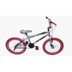 Imagem de Bicicleta Freestyle Aro 20 Dnz Cromada Pneu Vermelho