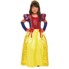 Imagem de Fantasia Branca de Neve Infantil de Luxo Longa Com Coroa e Luvas P - 2