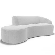 Imagem de Sofá 3 Lugares Curvo Sala de Estar Living Firenze Direito D02 Bouclê Branco 210 cm B-53 - Lyam