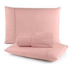 Imagem de Jogo de Cama Lençol Queen 400 Fios Micropercal Ponto Palito - 3 Peças