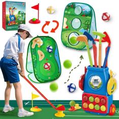 Imagem de Conjunto de golfe vatos para crianças com prancha de golfe, carrinho, tacos e 14 bolas