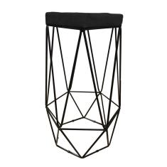 Imagem de Banqueta Hexagonal Aramado Preto Suede Preto