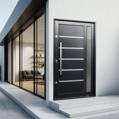 Imagem de Porta Pivotante Lambril Miraggio com Puxador Lado Direito Elite 216x130cm Preto