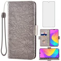 Imagem de Asuwish Capa carteira compatível com Xiaomi Mi A3 e protetor de tela de vidro temperado, porta-cartões, compartimento para identificação de crédito, suporte resistente, acessórios de celular fino,