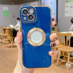 Imagem de Capa de telefone galvanizada macia de luxo para iPhone 11 12 13 14 15 Pro Max XS X XR 7 8 Plus Mini capa de silicone oca, azul, para iphone 11Pro Max