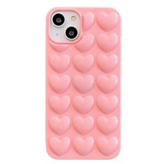 Imagem de Capa fofa de coração de amor 3D para iPhone 14 13 12 11 15 Pro Max XS XR X 7 8 Plus Cartoon Candy Color capa traseira para 12 13 Mini capas, rosa, para iPhone 15Pro Max