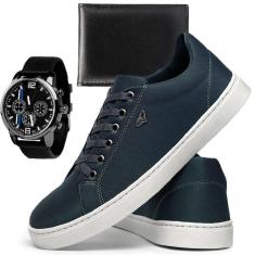 Imagem de Tênis Casual Masculino SB Lona MonaDonna Solado Caixa Alta + Carteira e Relógio-Masculino